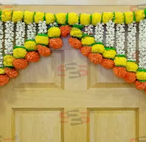 Artificial Mogra Flowers I Heavy Door Hanging Toran I Bandhanwar For All Festivals Decoration (Length- 40 Inch), Metallic