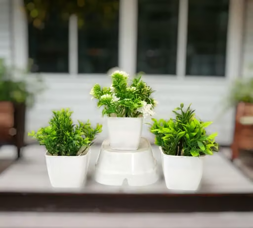 FIRST BUY 3 PCArtificial Potted Plants, Artificial Plastic Eucalyptus Plants Small Indoor Potted Houseplants, Small Faux Plants for Home Decor Bathroom Office Farmhouse