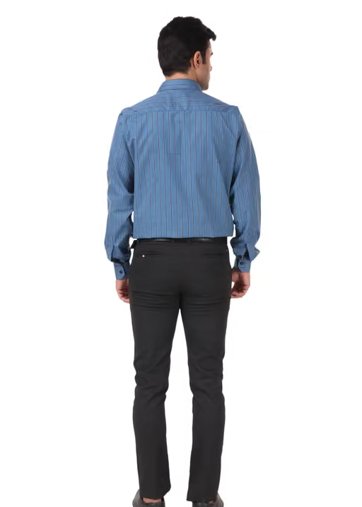 HIGHFIT Casual Cotton Striped Shirt blue - Image 2
