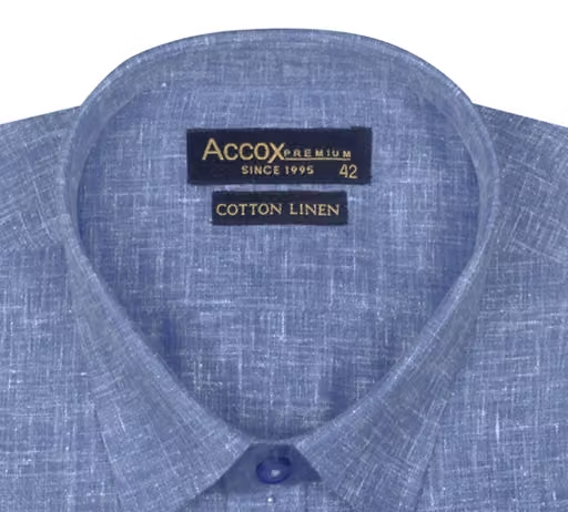 ACCOX Men's Cotton Linen Half Sleeves Formal Regular Fit Shirt - Image 2
