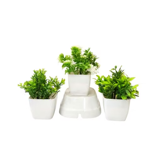 FIRST BUY 3 PCArtificial Potted Plants, Artificial Plastic Eucalyptus Plants Small Indoor Potted Houseplants, Small Faux Plants for Home Decor Bathroom Office Farmhouse - Image 2