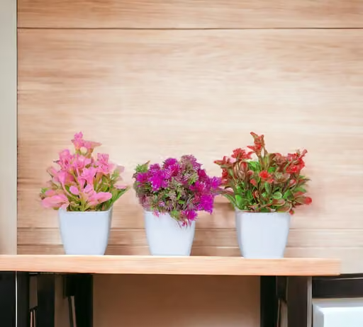 FIRST BUY 3 PCArtificial Potted Plants, Artificial Plastic Eucalyptus Plants Small Indoor Potted Houseplants, Small Faux Plants for Home Decor Bathroom Office Farmhouse - Image 3
