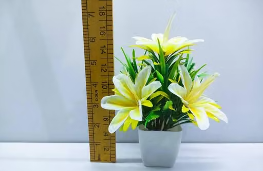 GOVIC Multicolor Stylish Design Bonsai Lily Wild Flower Plant for Home/Office Decor Multicolor Lily Artificial Flower with Pot (7 inch, Pack of 4) - Image 3