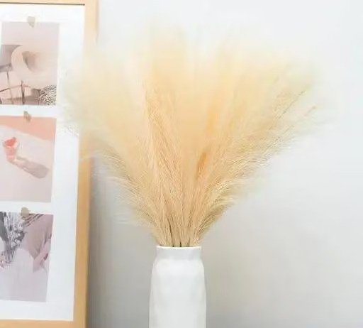 3 Piece Artificial Faux Pampas Grass for Home Decor, Wedding & Marriage Decoration, Festival Decor, Office, Living Room, Bedroom, Balcony, Table Decor, Showpiece Plants, Gift Ideas, DIY Craft, Elegant Indoor Decorative Grass, Faux Pampas Stems for Stylish Interiors (Without Vase Pot)(Cream, 41 cm)