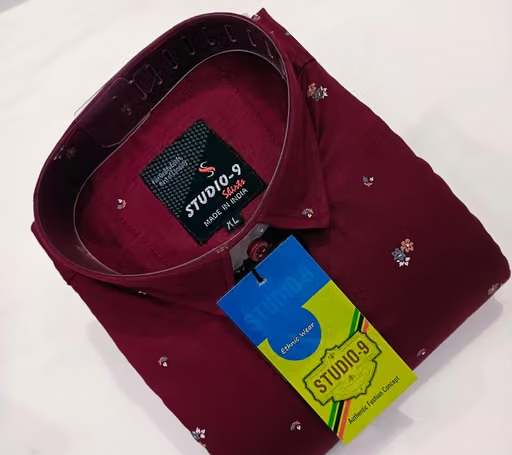 Studio-9 Men's Premium Cotton Shirt - Maroon