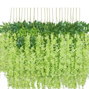 Ryme Pack Of 12 Artificial Wisteria Vine 43.5 Inches Long Ratta Fake Wisteria Hanging Flower for Wedding Home Decoration Garland Long Silk Flowers String for Home Party