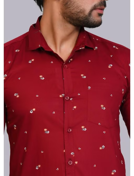 Studio-9 Men's Premium Cotton Shirt - Maroon - Image 2