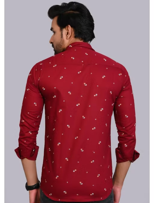 Studio-9 Men's Premium Cotton Shirt - Maroon - Image 3