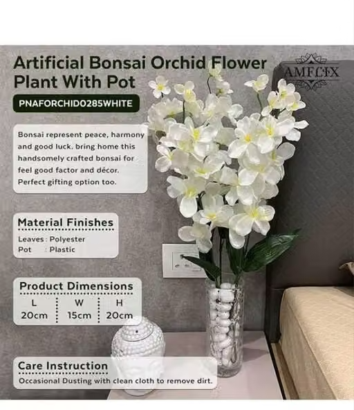 Well Art Gallery Artificial Orchid Flowers Fake Silk Turquoise Orchids Flowers Faux Long Stem Flowers for Wedding Bridal Bouquet Wreath Table Centerpiece Outdoor Decor (White)5 - Image 4