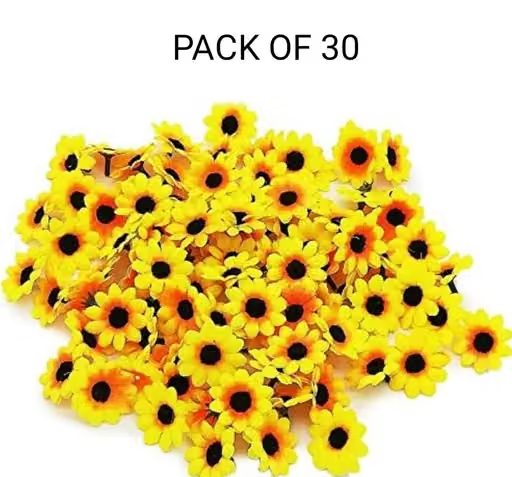 Kps Enterprises Beautiful Artificial Flowers Yellow Sunflower Flowers for Decorating Purposes and DIY, Crafting, Home Decor, Festival, Pooja Room Decoration ,Potpourri, Flowers For Decorations On Pooja Chaturthi Rakshabandhan Festivals (30 PCS)