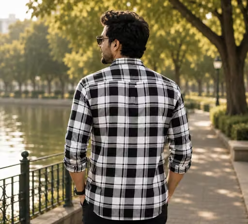Latest white and black check shirt Premium check shirt for men for daily wear black and white check shirt with slim fit shirt for men pattern slimfit check shirt for office men summer shirt casual breathable casual checks shirt style checkered shirt men - Image 2