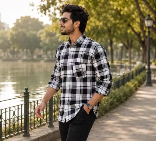 Latest white and black check shirt Premium check shirt for men for daily wear black and white check shirt with slim fit shirt for men pattern slimfit check shirt for office men summer shirt casual breathable casual checks shirt style checkered shirt men - Image 3