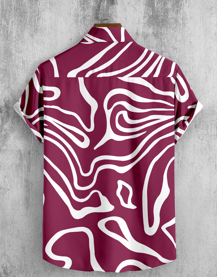 bollydolldesigner Lycra Regular Fit Printed Half Sleeves Men's Casual Shirt - Maroon ( Pack of 1 ) - Image 3