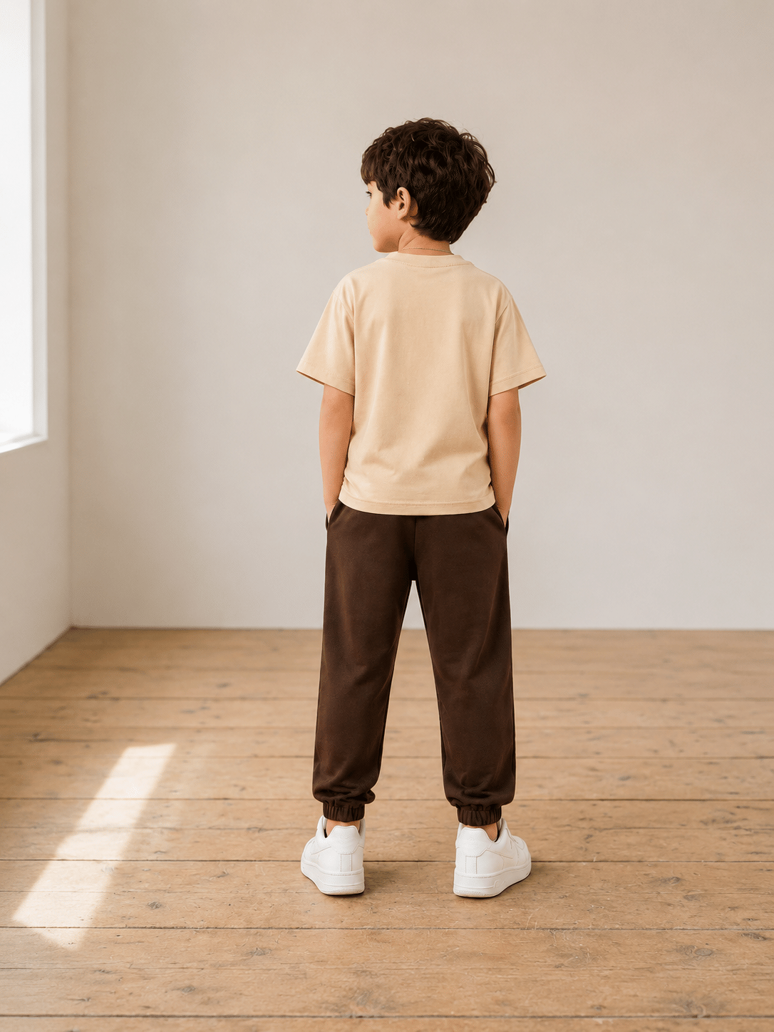 Boys Cotton T-Shirt & Pants Set ( Beige , Pack of 1 ) - Image 2