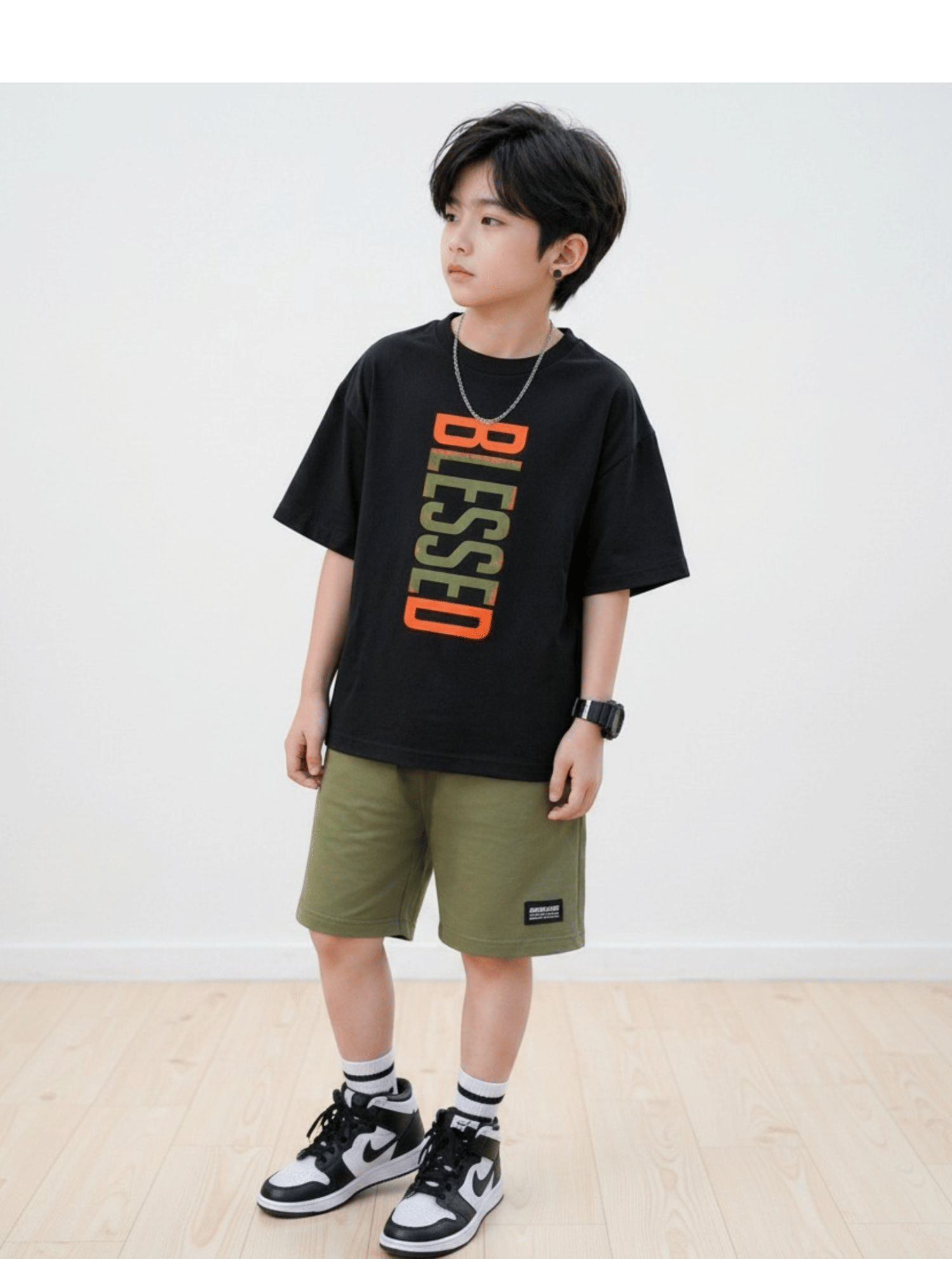 Boys Cotton T-Shirt & Shorts Set ( Black , Pack of 1 )