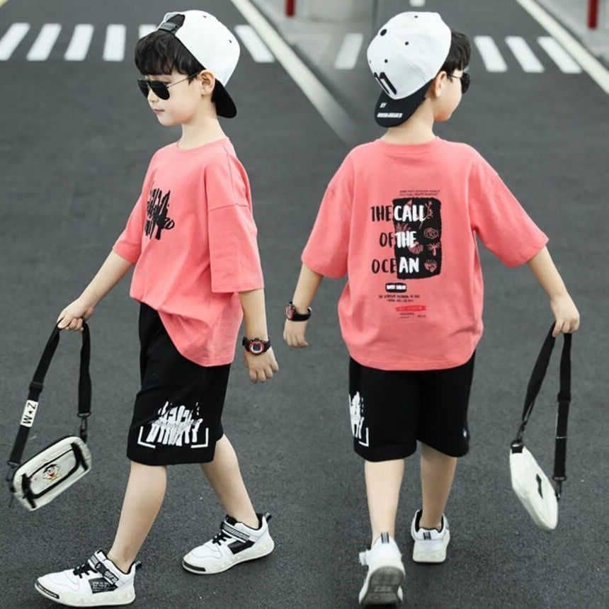 Pack of 1 Boys Cotton T-Shirt & Shorts Set ( Pink )