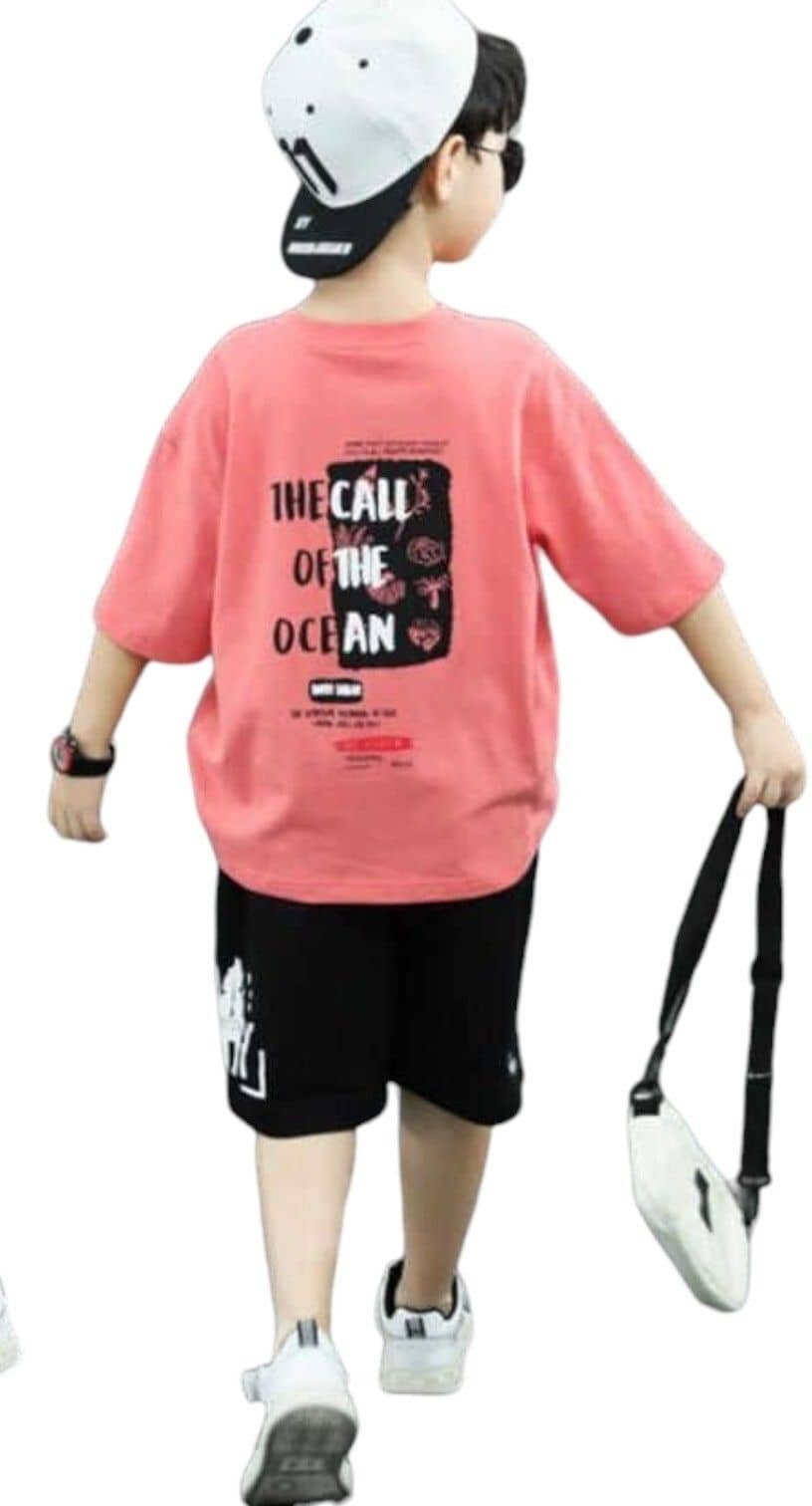 Pack of 1 Boys Cotton T-Shirt & Shorts Set ( Black ) - Image 2