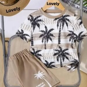 Pack of 1 Unisex Cotton T-Shirt & Shorts Set ( White )