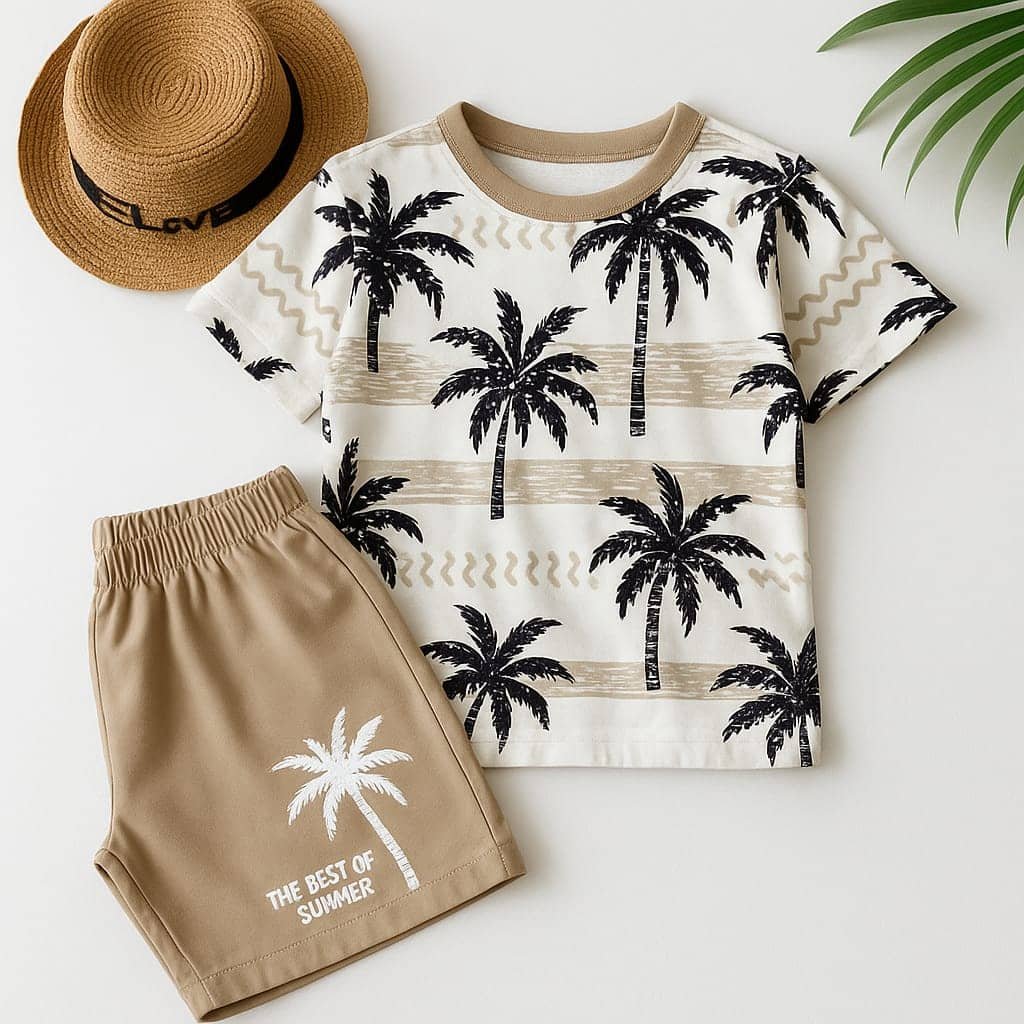 Pack of 1 Unisex Cotton T-Shirt & Shorts Set ( White ) - Image 4