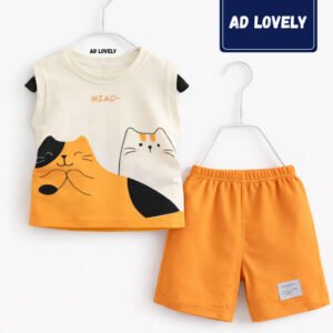 Pack of 1 Unisex Cotton T-Shirt & Shorts Set ( White )