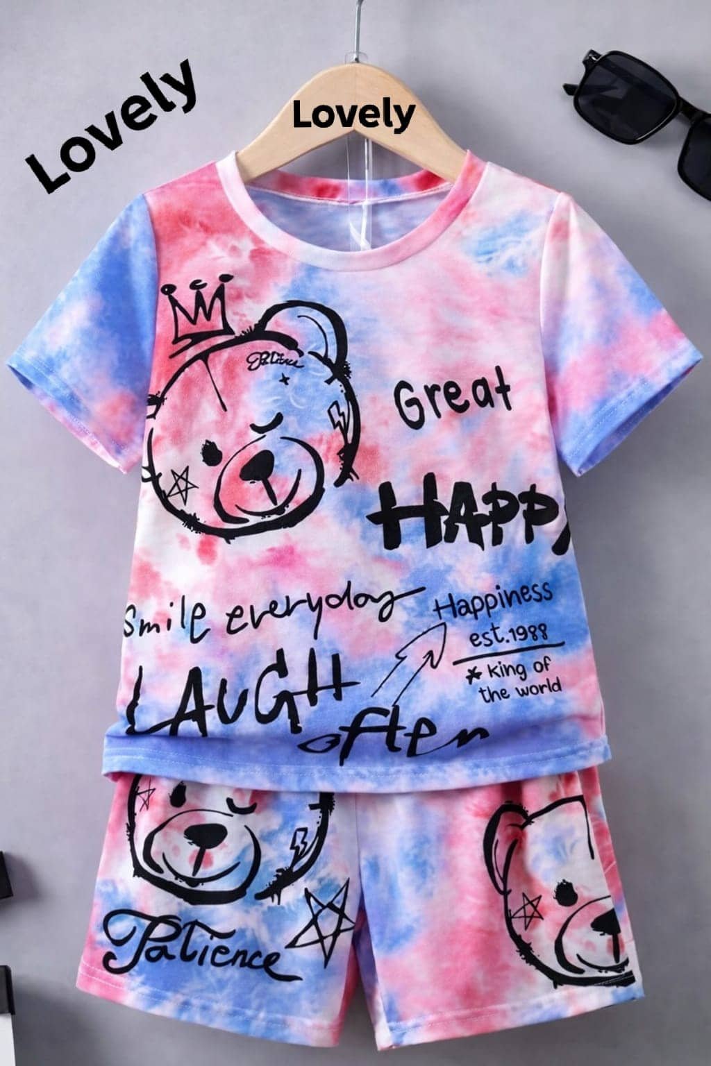 Pack of 1 Unisex Cotton Blend T-Shirt & Shorts Set ( Multi )