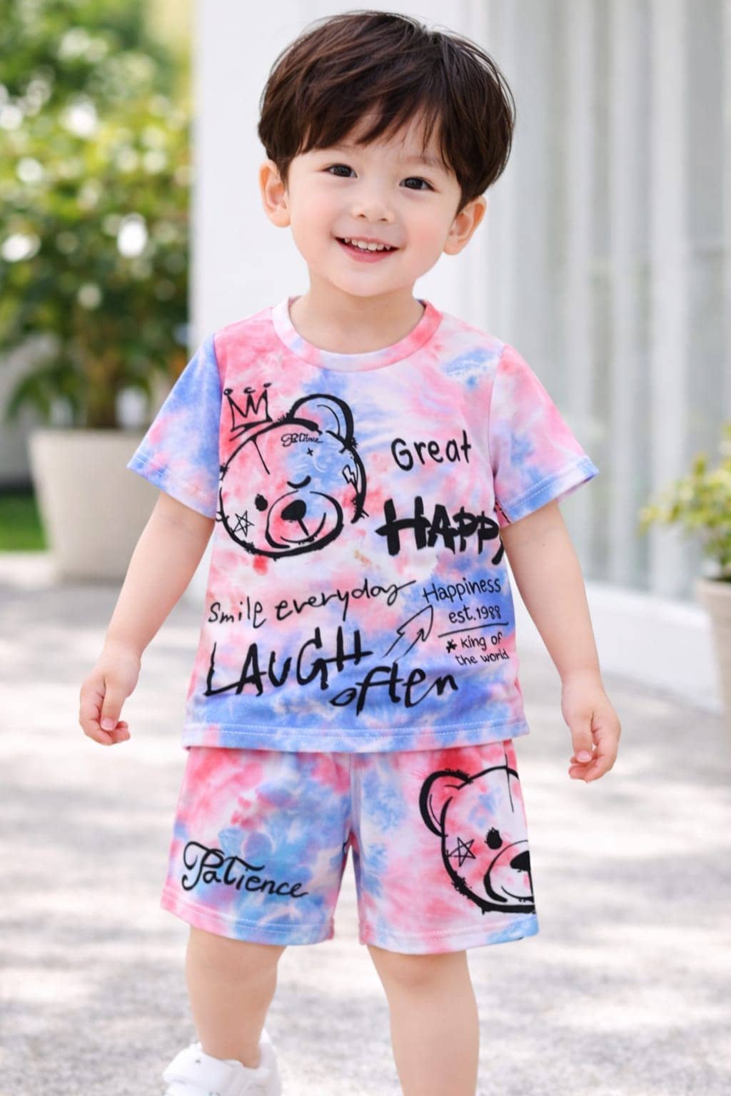Pack of 1 Unisex Cotton Blend T-Shirt & Shorts Set ( Multi ) - Image 2