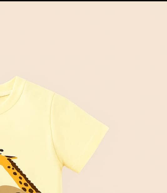 Pack of 1 Unisex Cotton T-Shirt & Shorts Set ( Yellow ) - Image 4