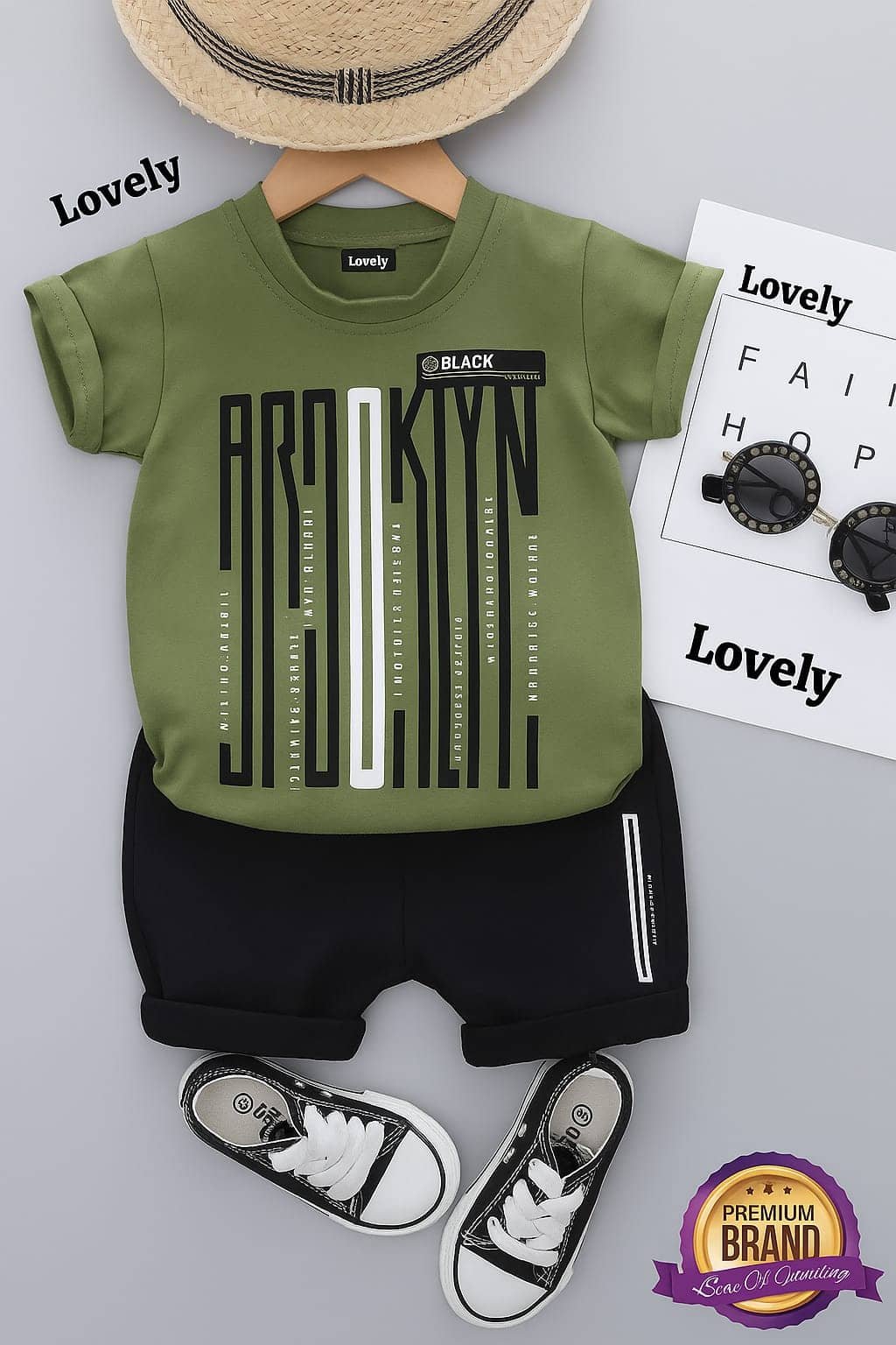 Pack of 1 Unisex Cotton T-Shirt & Shorts Set ( Green )