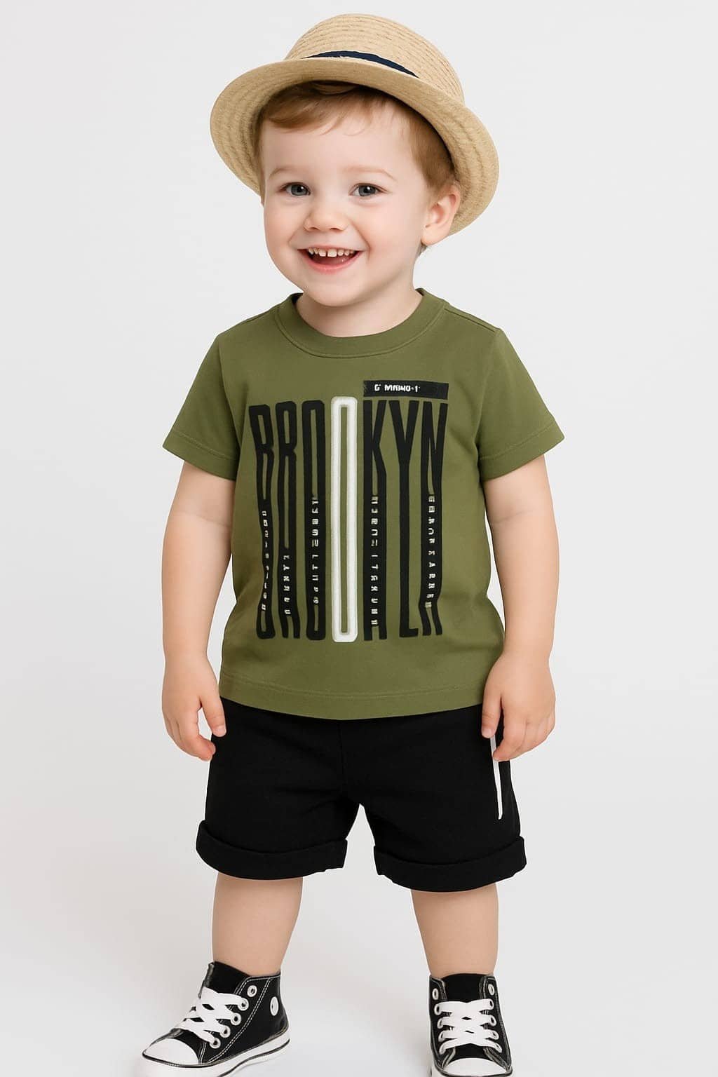 Pack of 1 Unisex Cotton T-Shirt & Shorts Set ( Green ) - Image 3