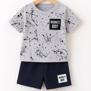 Pack of 1 Unisex Cotton T-Shirt & Shorts Set ( Silver )