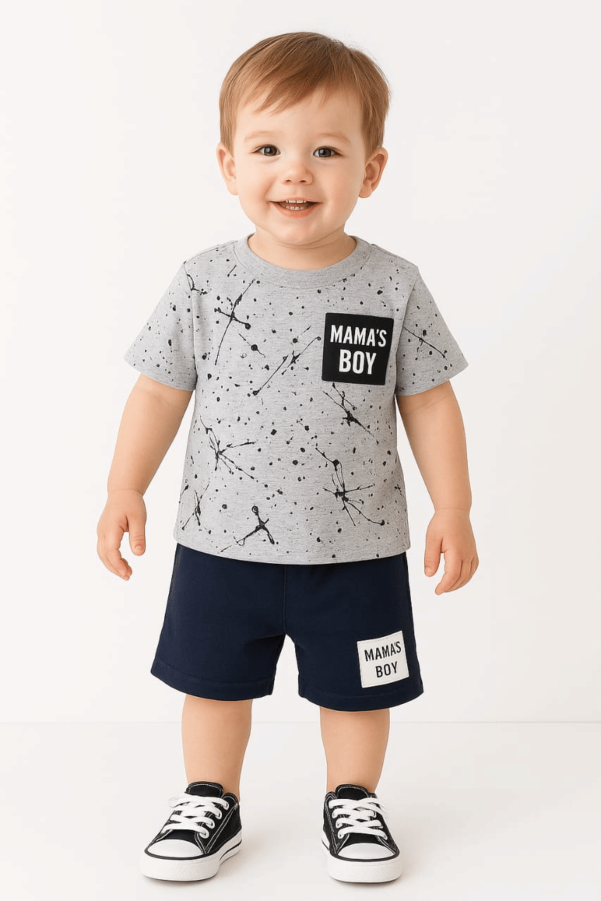 Pack of 1 Unisex Cotton T-Shirt & Shorts Set ( Silver ) - Image 3