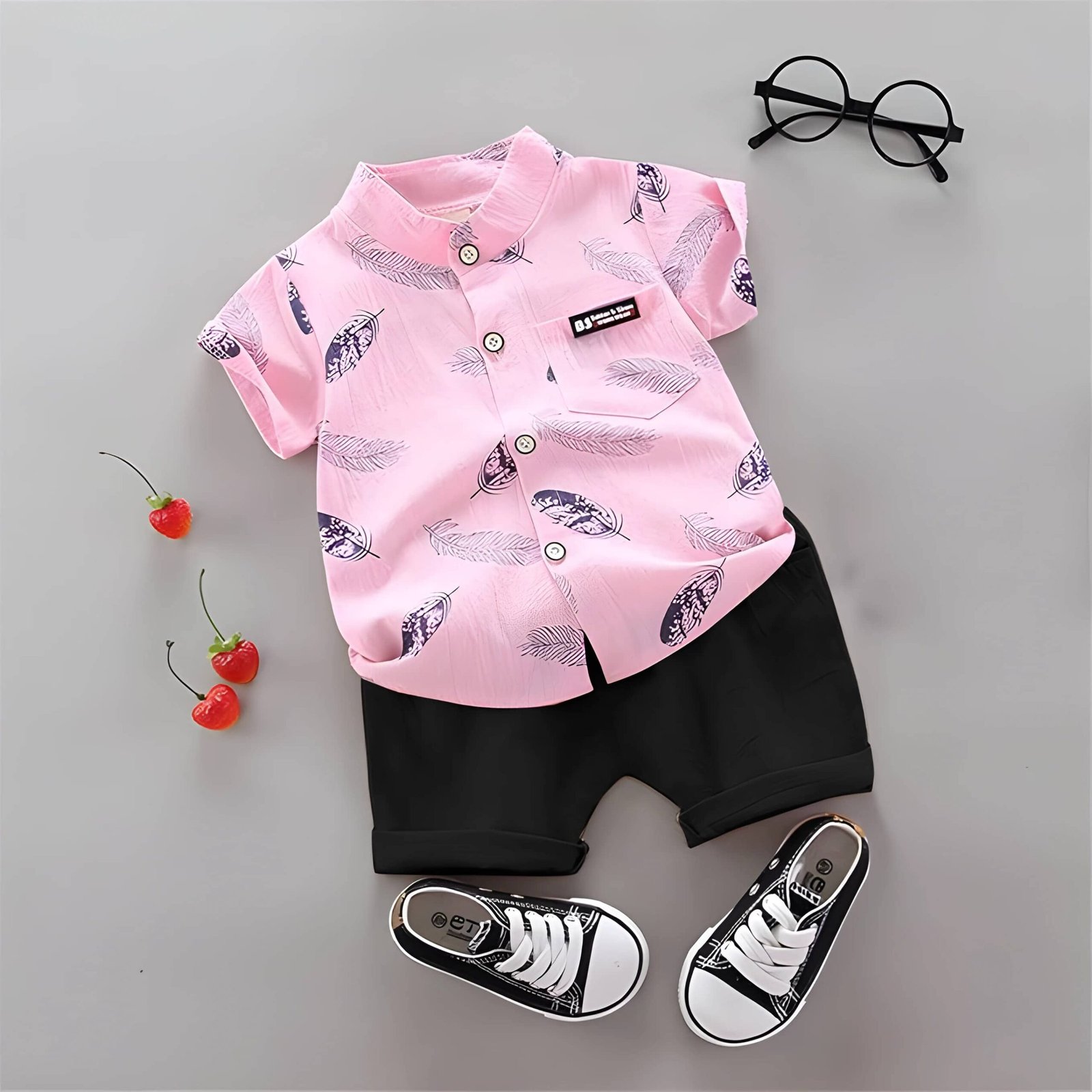 Pack of 1 Boys Cotton Blend Shirt & Shorts Set ( Multicolor )