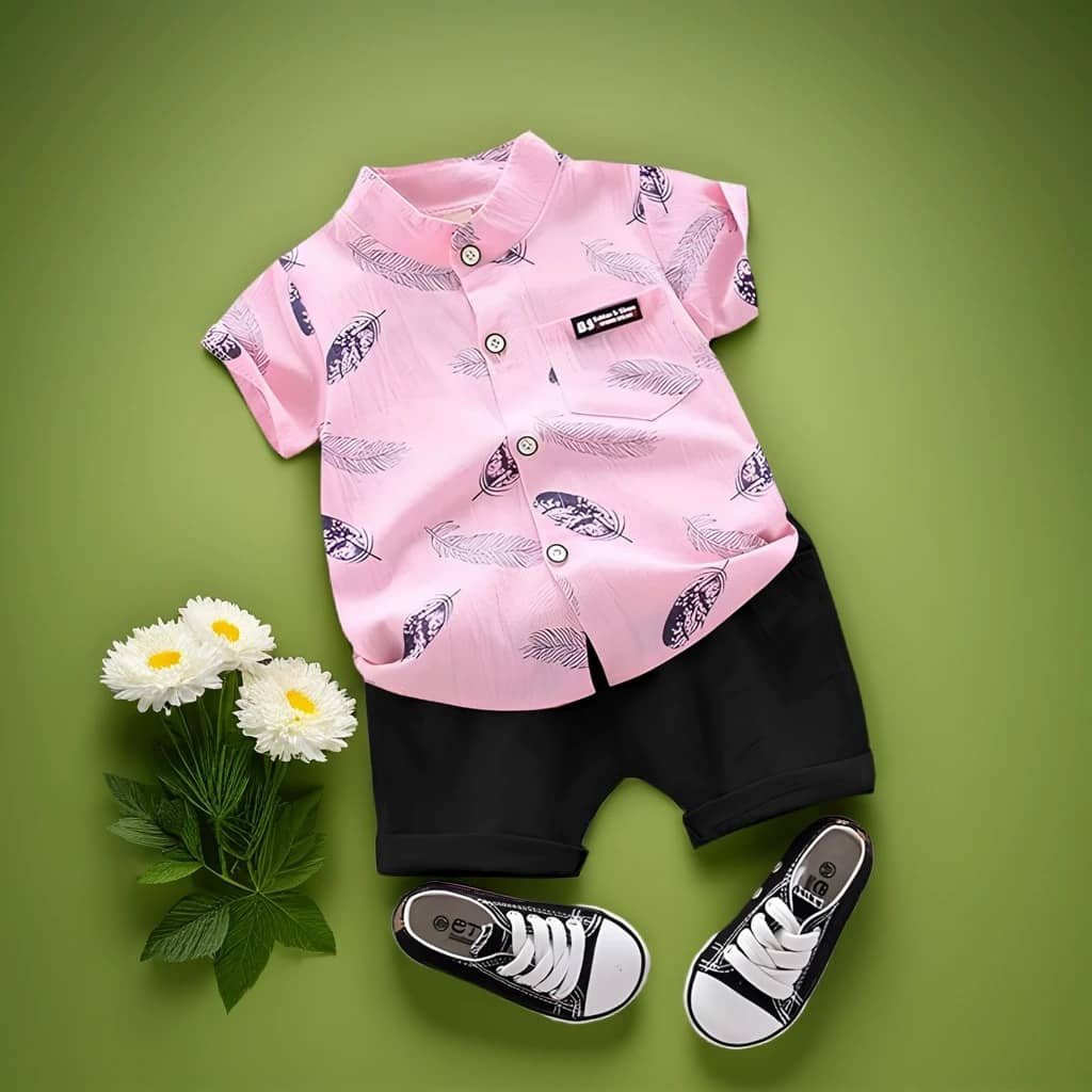 Pack of 1 Boys Cotton Blend Shirt & Shorts Set ( Multicolor ) - Image 2