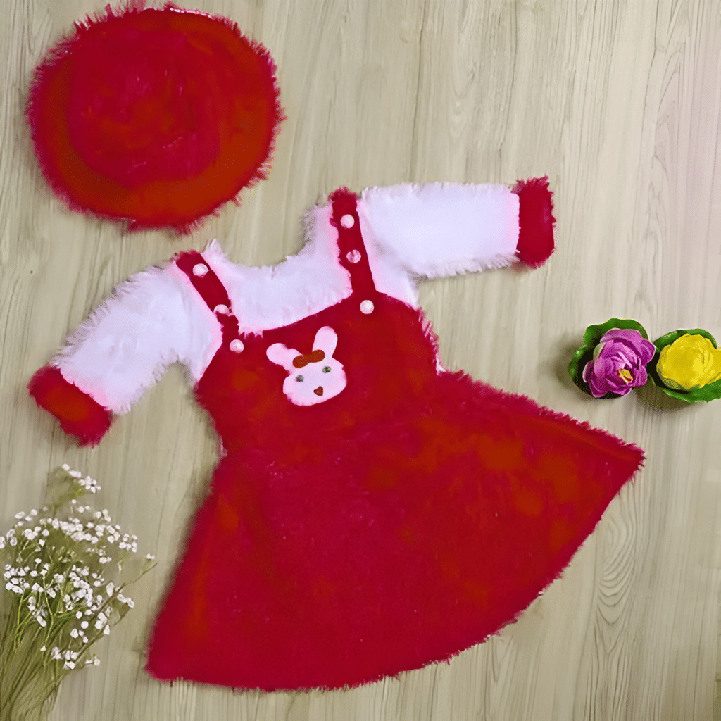 Woollen Frock For Baby Girls ( Pack of 1 , Red )