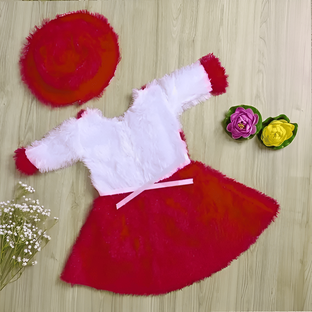 Woollen Frock For Baby Girls ( Pack of 1 , Red ) - Image 2