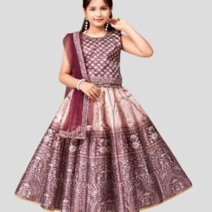 Aarika Silk Lehenga Choli Set For Girls ( Pack of 1 , Brown )