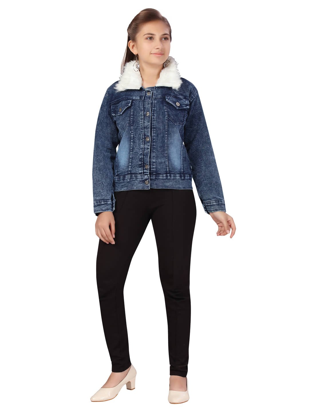Aarika Girls Denim Denim Jackets For ( Pack of 1 , Denim Blue )