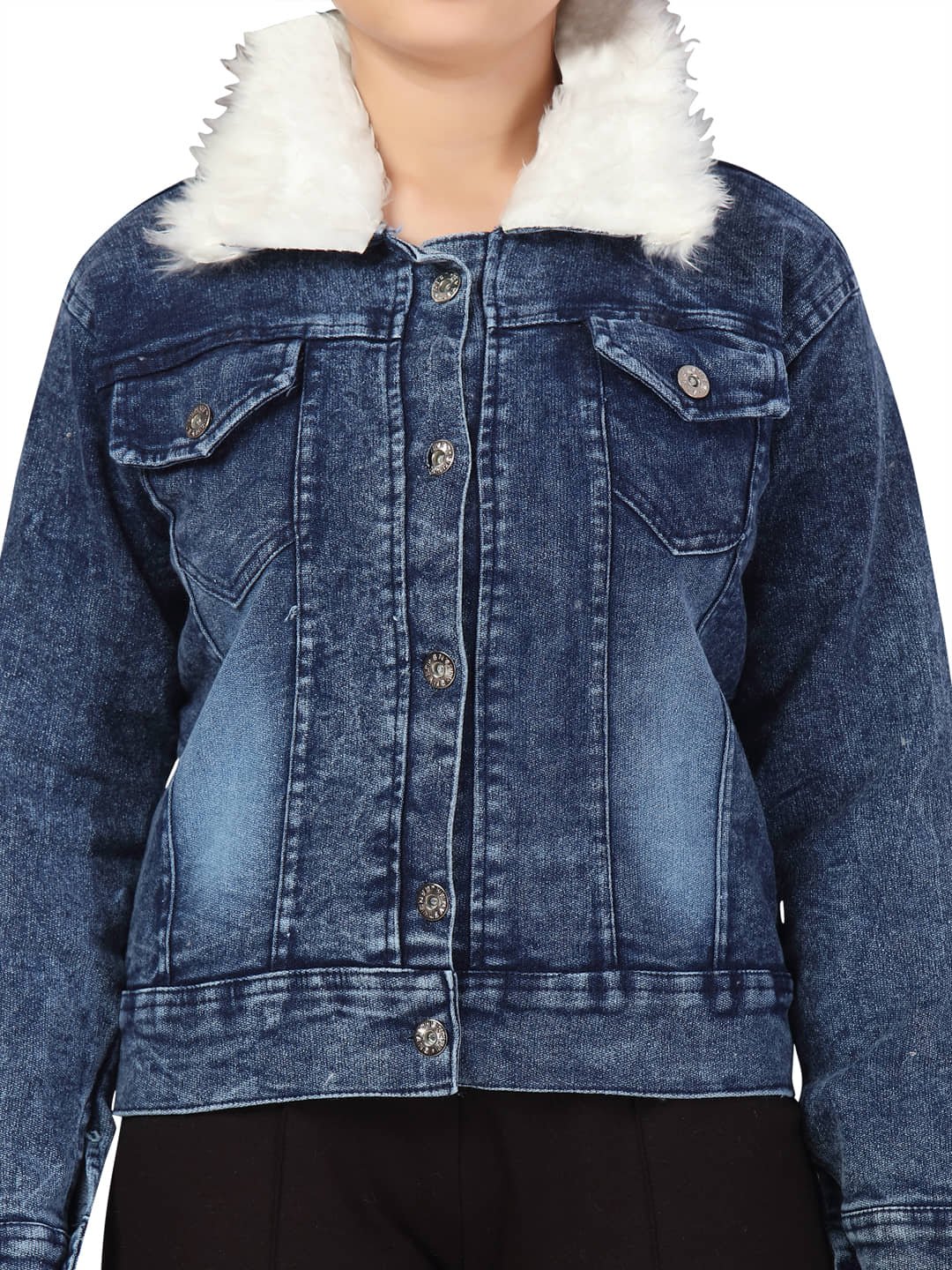 Aarika Girls Denim Denim Jackets For ( Pack of 1 , Denim Blue ) - Image 2