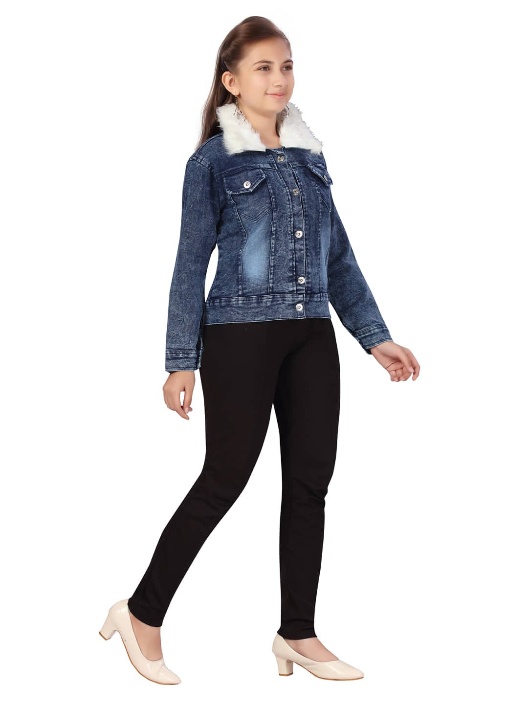 Aarika Girls Denim Denim Jackets For ( Pack of 1 , Denim Blue ) - Image 4