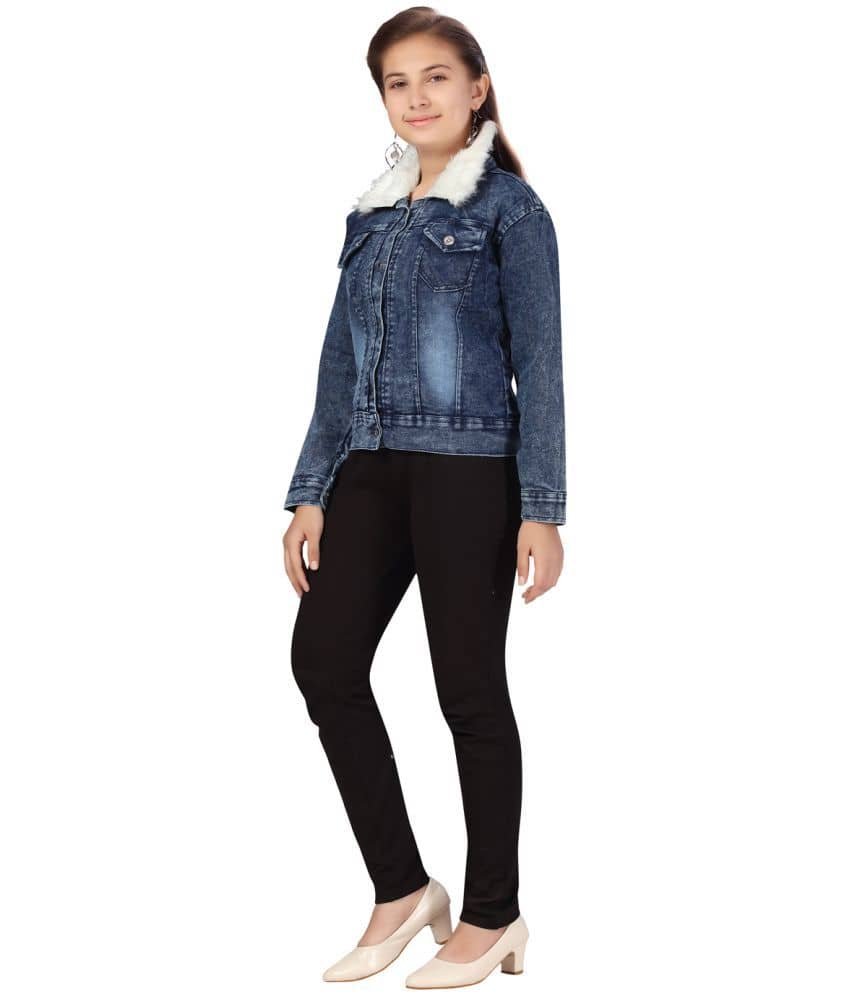 Aarika Girls Denim Denim Jackets For ( Pack of 1 , Denim Blue ) - Image 5