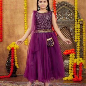 Aarika Georgette Lehenga Choli Set For Girls ( Pack of 1 , Purple )