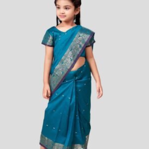 Aarika Silk Saree For Girls ( Green , Pack of 1 )