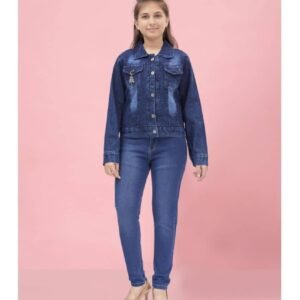 Aarika Girls Denim Denim Jackets For ( Pack of 1 , Navy Blue )