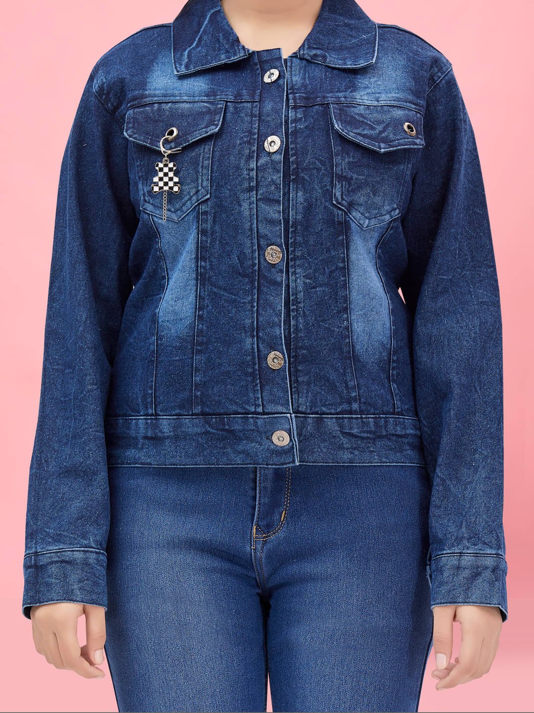 Aarika Girls Denim Denim Jackets For ( Pack of 1 , Navy Blue ) - Image 2