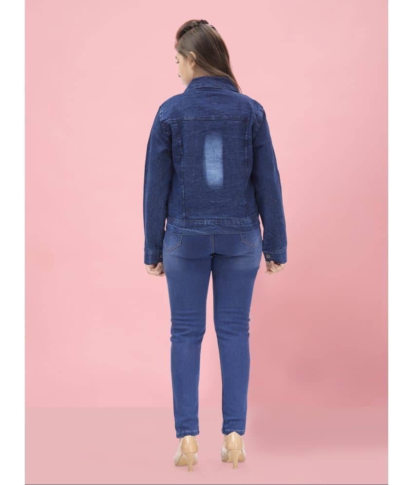Aarika Girls Denim Denim Jackets For ( Pack of 1 , Navy Blue ) - Image 3