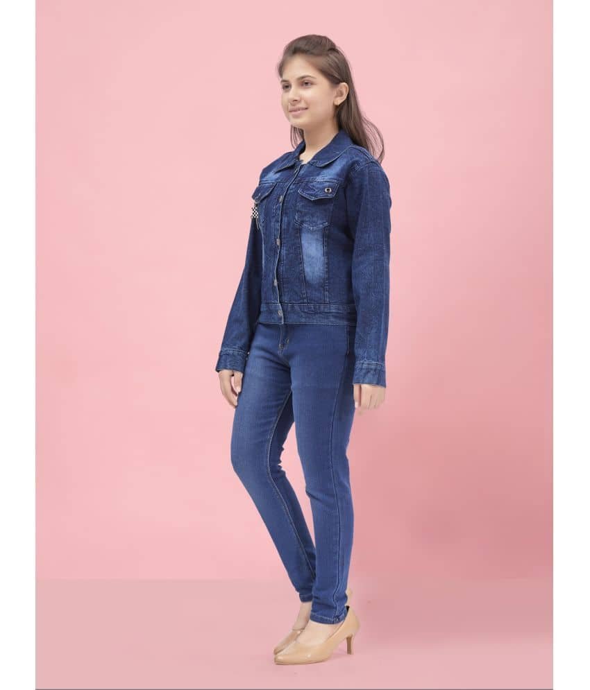 Aarika Girls Denim Denim Jackets For ( Pack of 1 , Navy Blue ) - Image 4