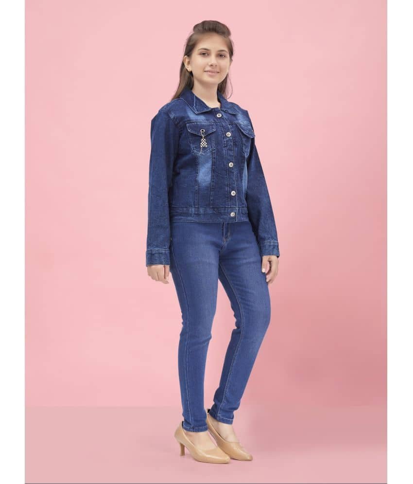 Aarika Girls Denim Denim Jackets For ( Pack of 1 , Navy Blue ) - Image 5