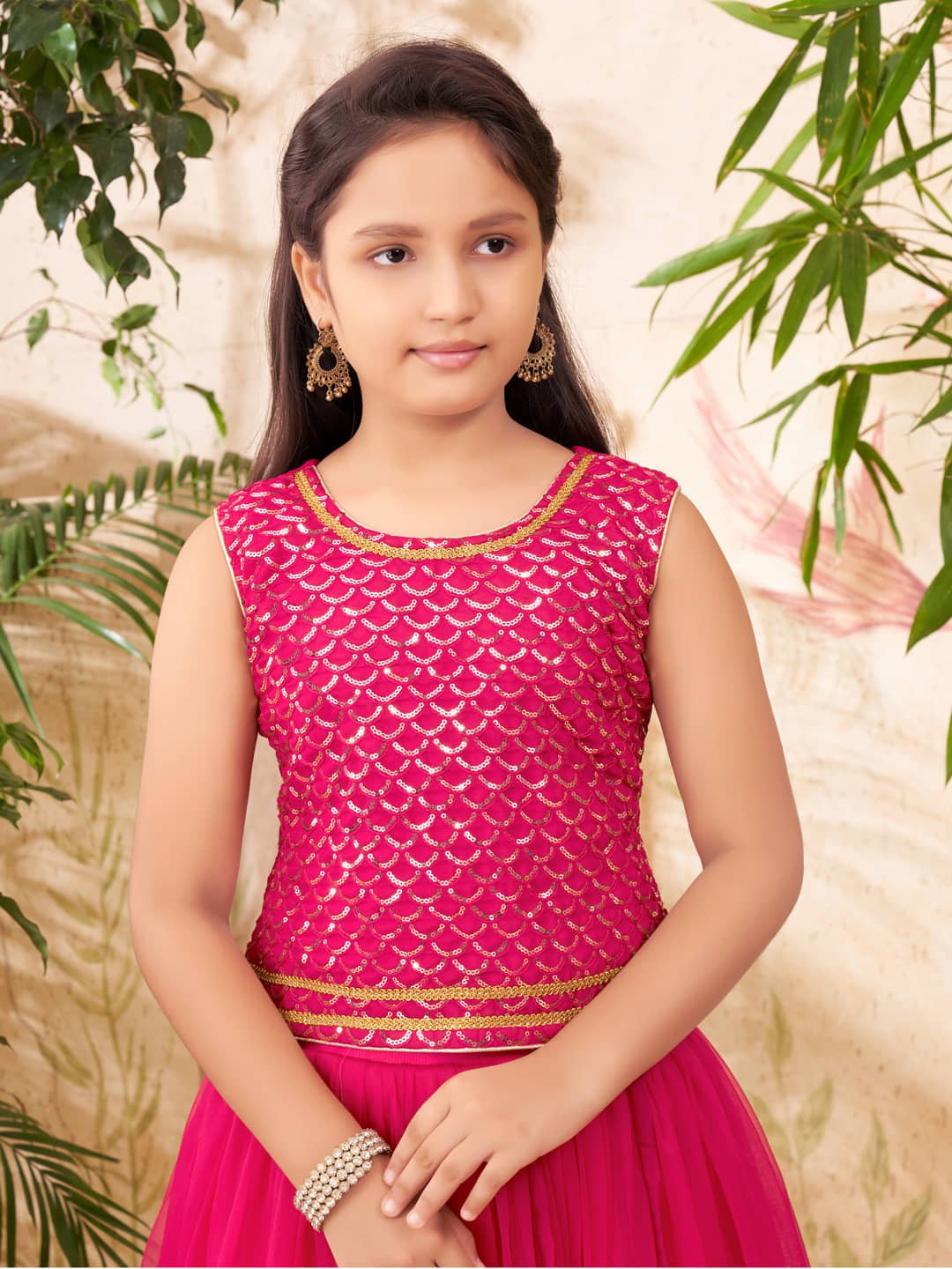Aarika Georgette Lehenga Choli Set For Girls ( Pack of 1 , Pink ) - Image 2