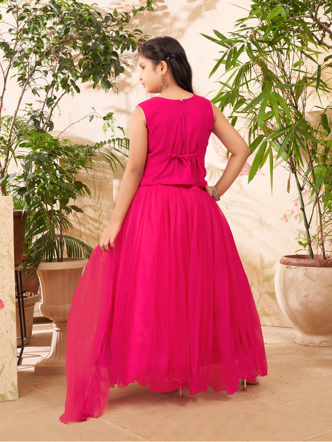 Aarika Georgette Lehenga Choli Set For Girls ( Pack of 1 , Pink ) - Image 3