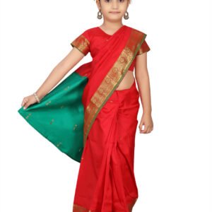 Aarika Silk Saree For Girls ( Red , Pack of 1 )